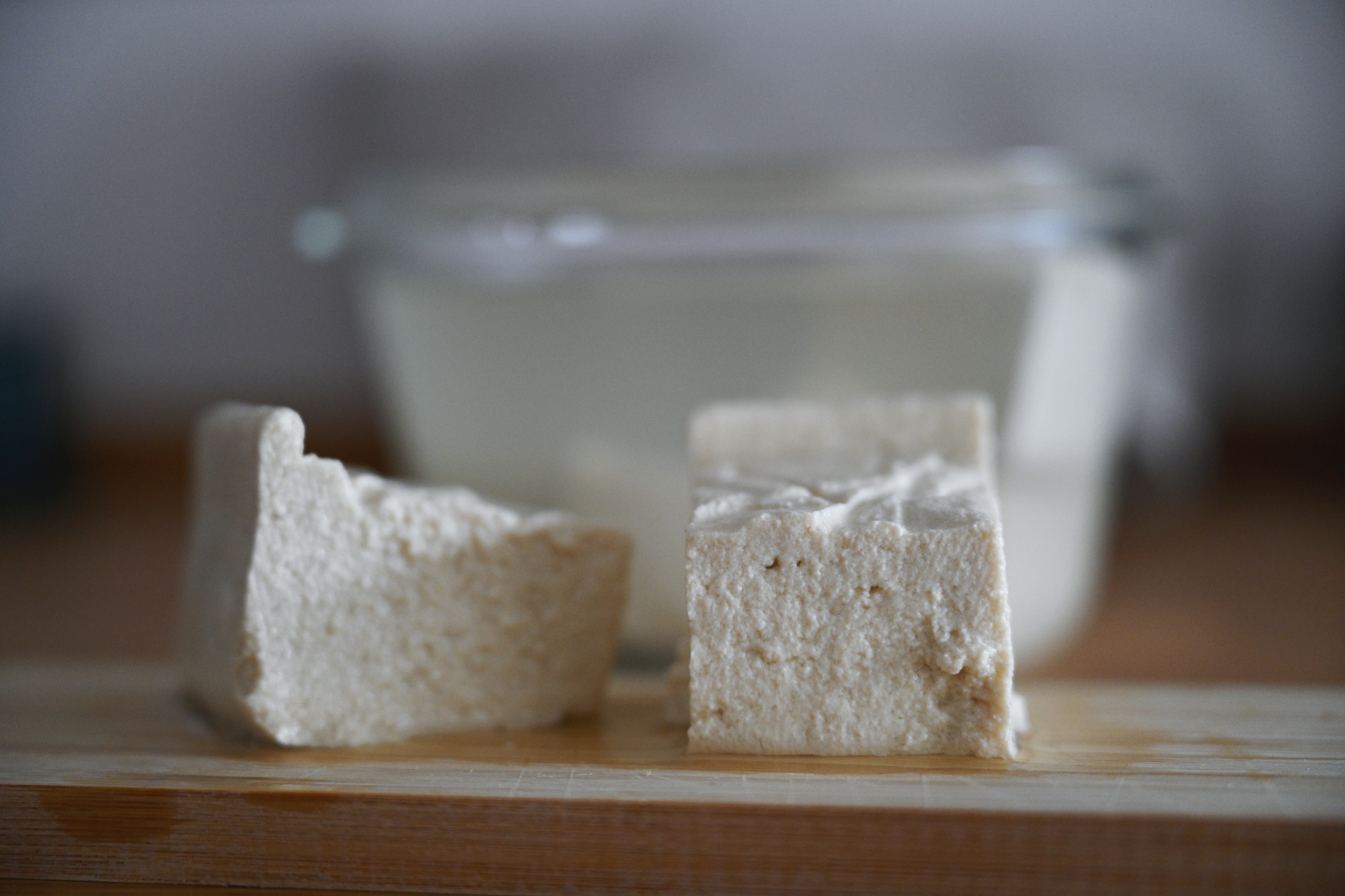 Tofu consistency after 15 minutes with 2kg and slight stirring at 75 degrees Celsius